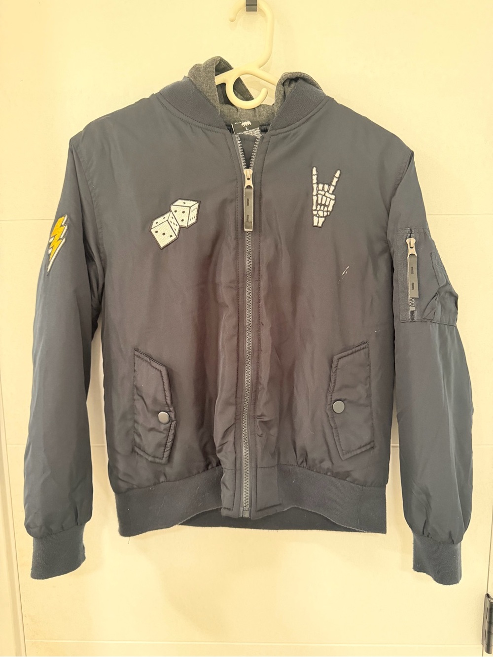Ring of Fire Kids Black Hooded Puffer Jacket with Patch Accents